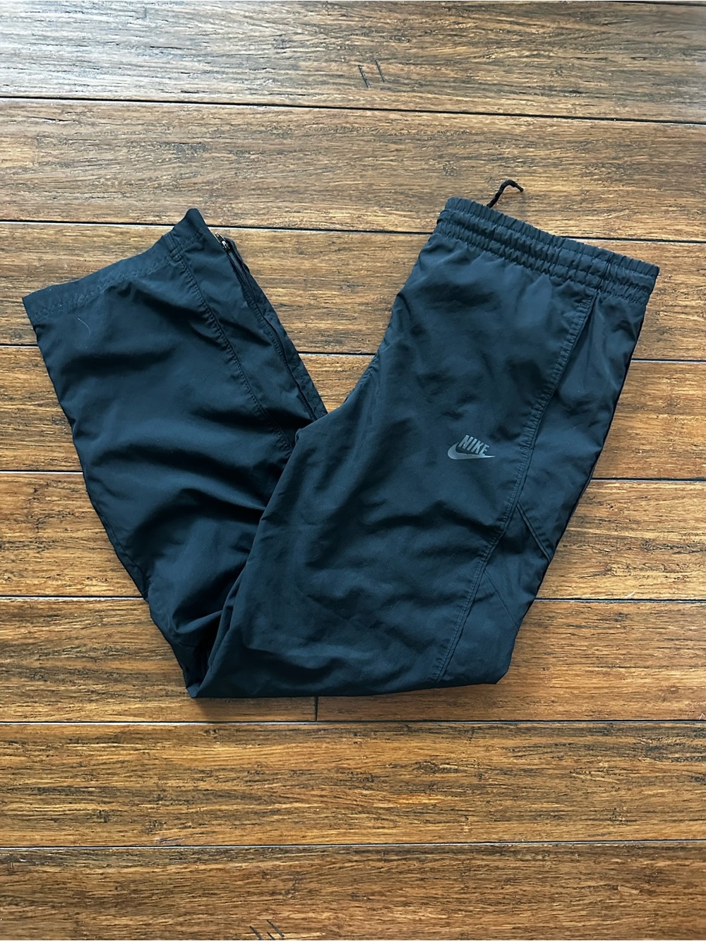 Vintage Nike Sportswear Black Track Pants With Zipper Ankles Size Medium
